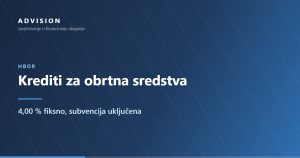 HBOR — Krediti za obrtna sredstva: 4,00 % fiksno, subvencija uključena
